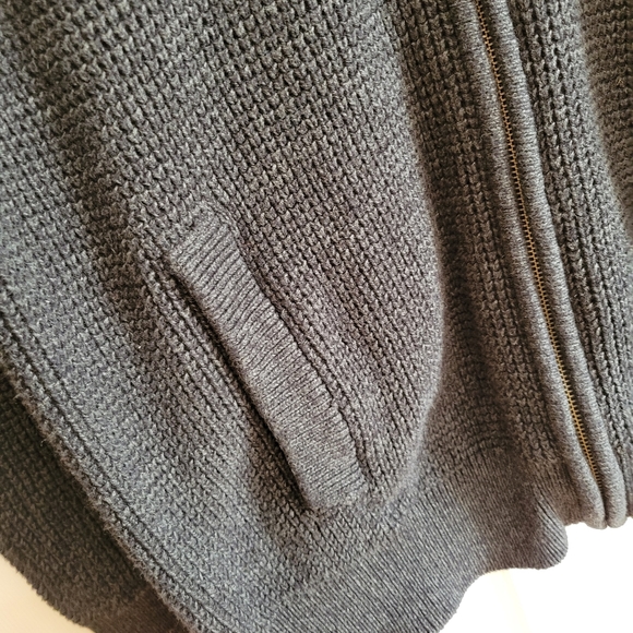 Denver Hayes dark charcoal grey zip up mockneck knit sweater large - Picture 2 of 8